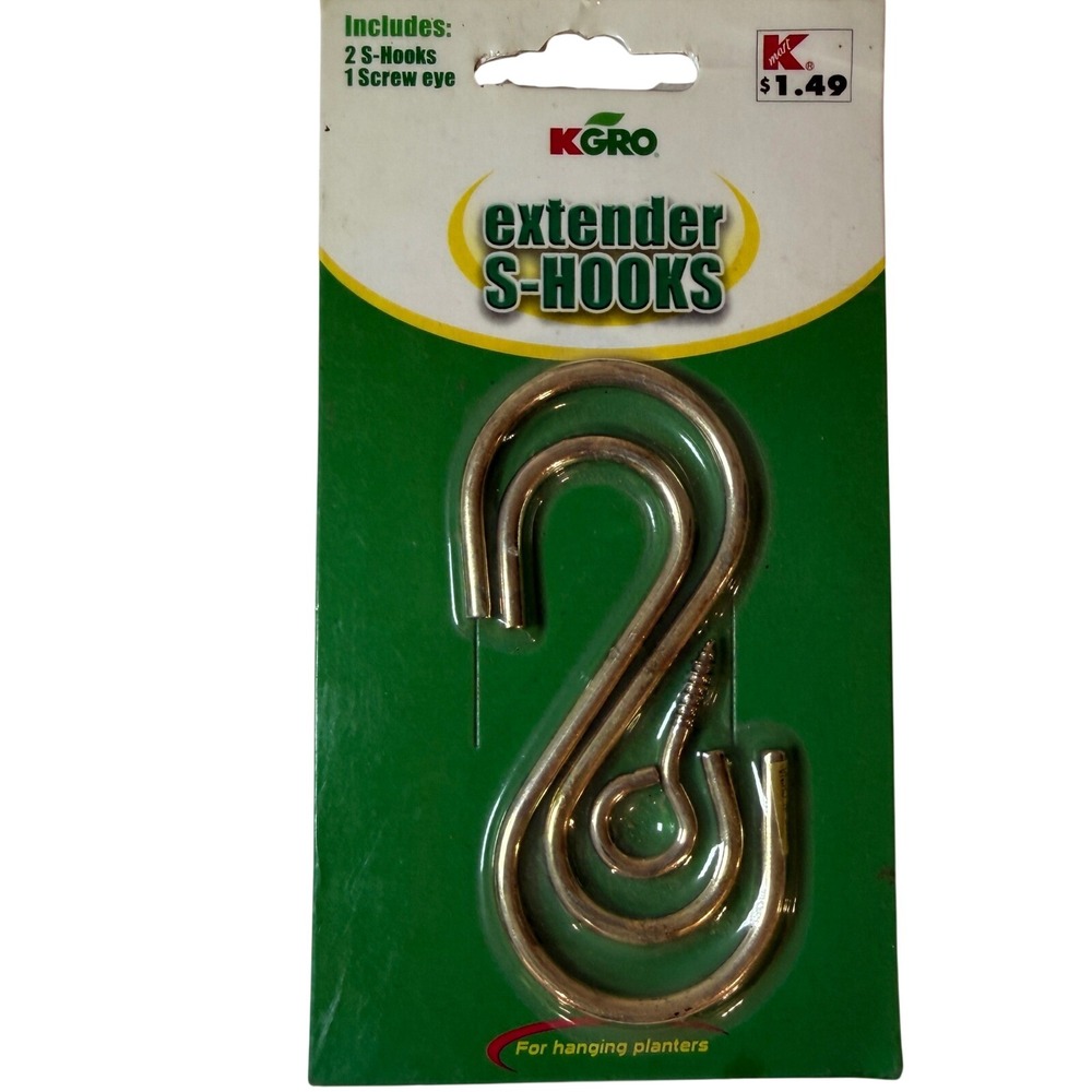 KGRO Extender S-Hooks Brass Hanging‎ Planter Hardware Kit 3 Piece Vintage Kmart